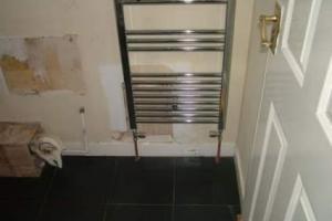 A new heated towel rail was fitted.  from project Diary Of A Bathroom Refit, Castleknock, Dublin 15