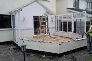 Work starts by removing the old conservatory.  from project Extension at Drumcondra Dublin 9